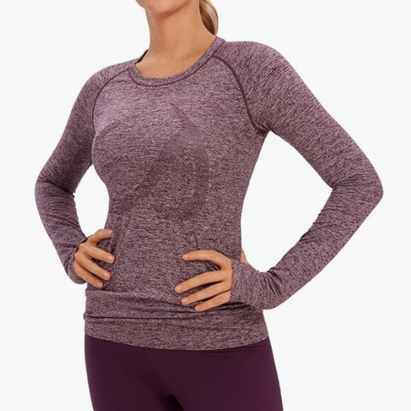 CRZ YOGA  Seamless Athletic Long Sleeves Sports Running Shirt - Picture 1 of 8